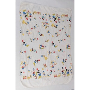 VTG Disney Mickey Mouse & Friends Goofy, Donald Duck,Receiving Baby Blanket image 1
