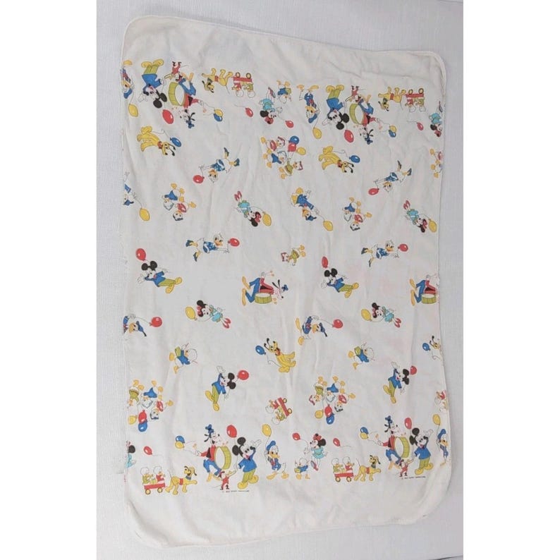 VTG Disney Mickey Mouse & Friends Goofy, Donald Duck,Receiving Baby Blanket image 1