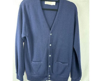 Cardigan vintage da uomo Arnold Palmer con bottoni blu sul davanti, USA, taglia media
