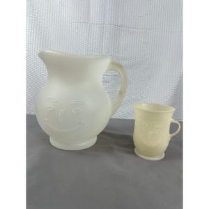 Vintage 1983 Kool AID Man 2 quart pitcher w/ 1 matching Cup. Used