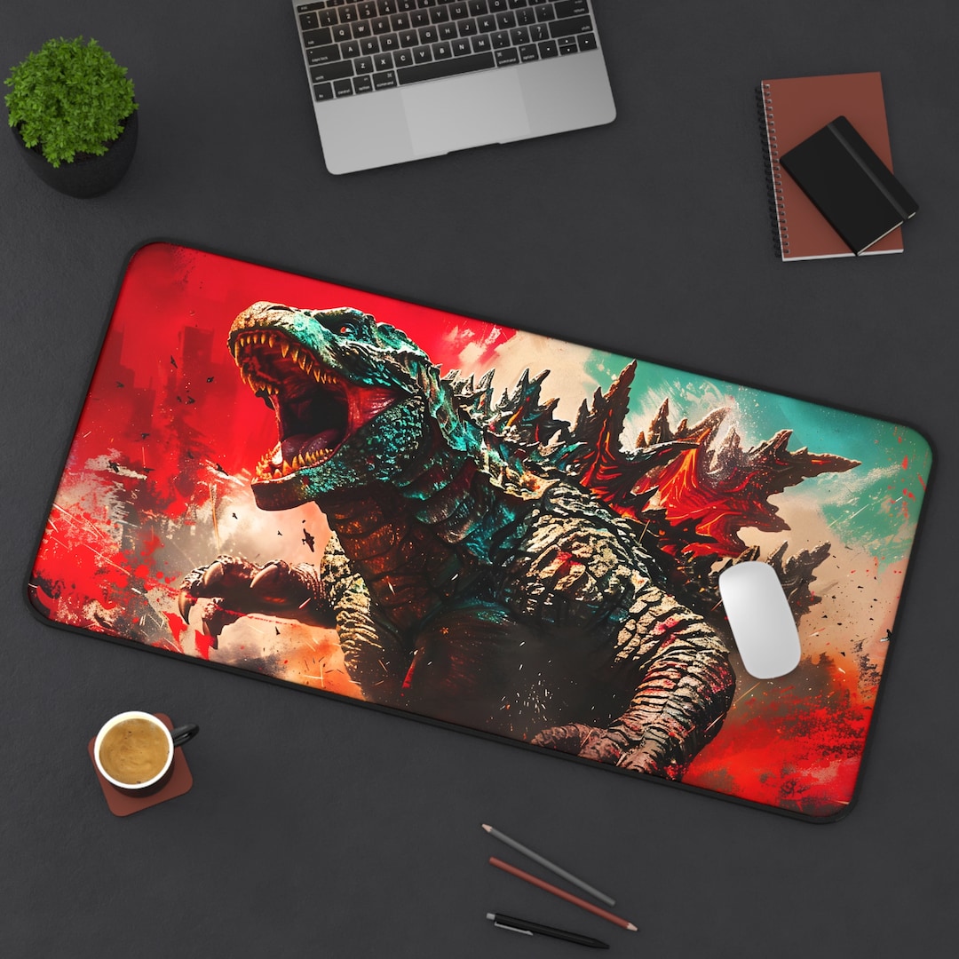 Godzilla Kaiju Gaming Mouse Pad, Gaming Godzilla Desk Mat, XL Large Godzilla Mouse Pad, Cool