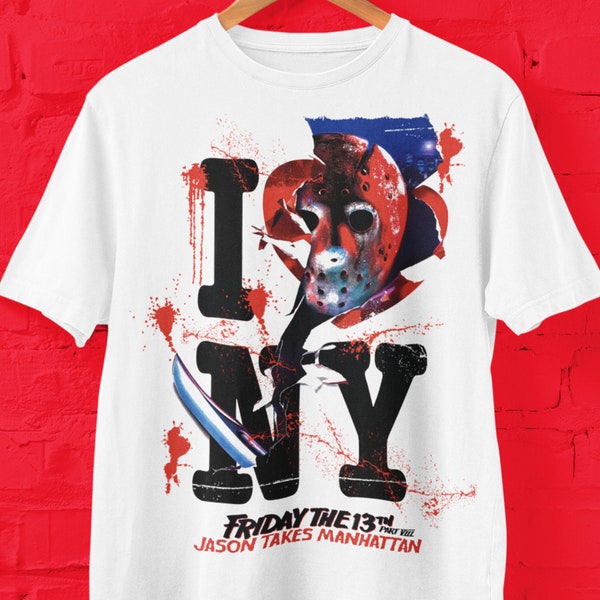 Friday The 13th T Shirt, Friday the 13th Movie Short Sleeve Tee, Jason Takes Manhattan T Shirt