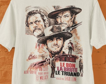 Camiseta con poster de pelicula francesa de Clint Eastwood el bueno el malo y el feo Etsy Espana