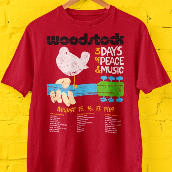 Woodstock Comfort Colors Stückgefärbtes T-Shirt, kultige Woodstock Grafik, tolles Geschenk für Rock & Roll Fans, Babyboomer Geschenk