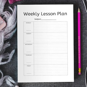 Lesson Plan Template, Weekly Lesson Plan Printable, Lesson Planner, Homeschool Planner, Teacher Planner, Curriculum Planner, Lesson Planner