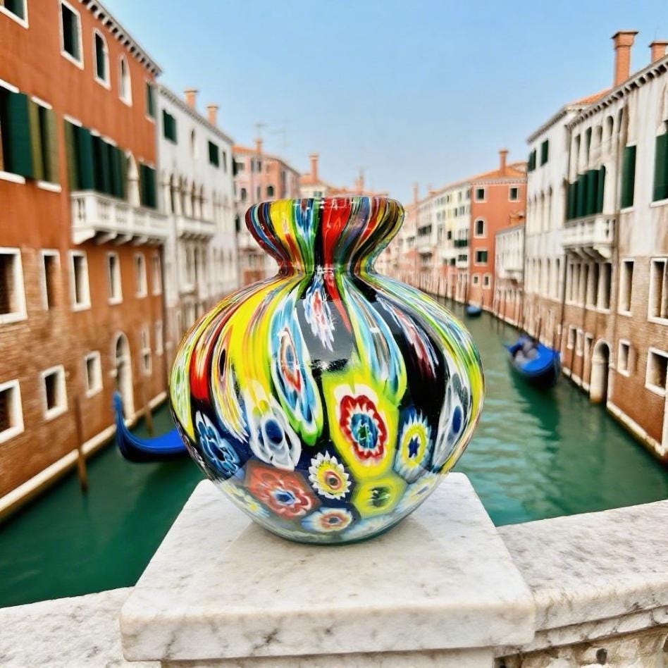 置物 Murano , antique Vintage Blue Murano Glass Vase, 1960s for sale at Pamono