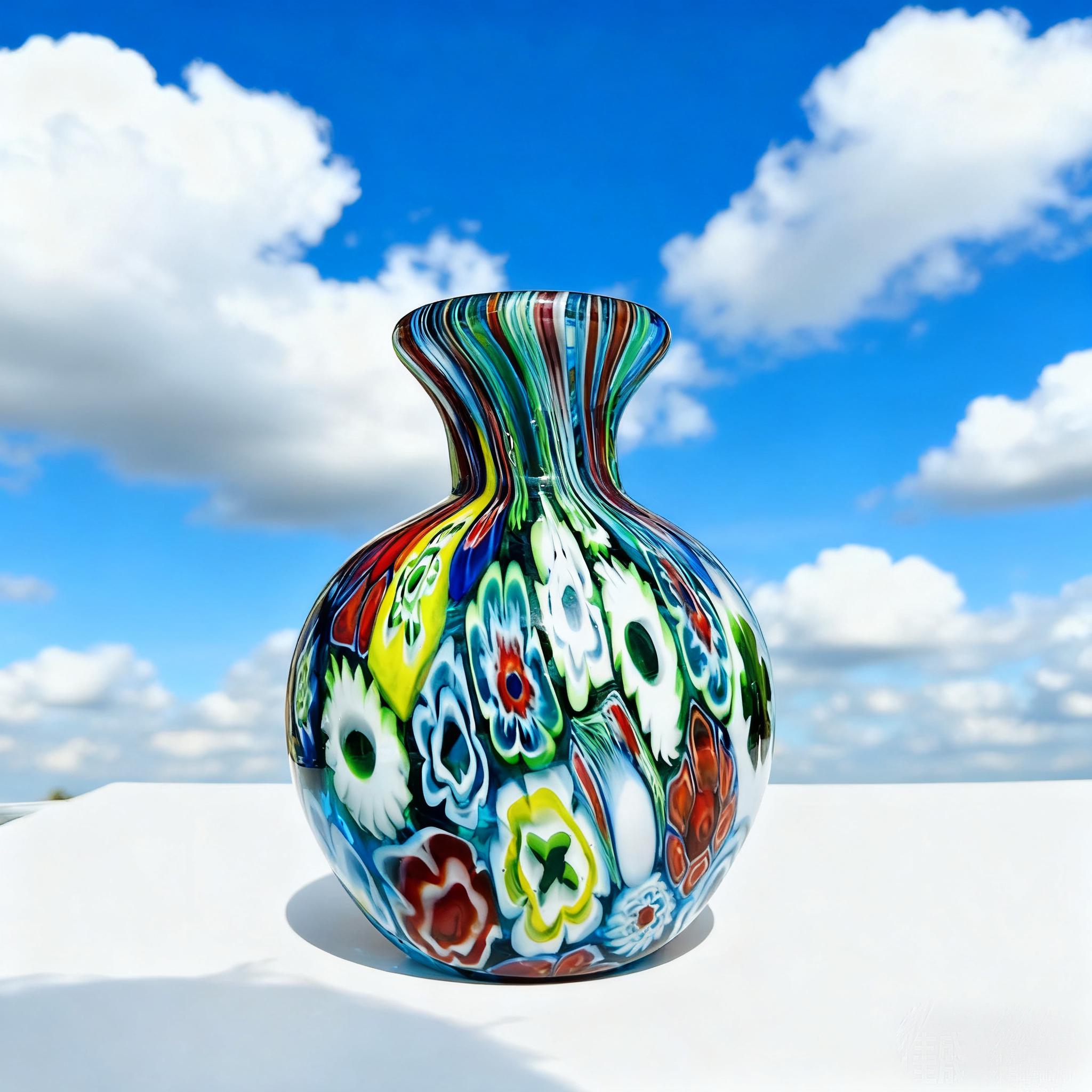 ヴィンテージ ムラーノガラス ミルフィオリ花瓶 | 1980年代イタリア