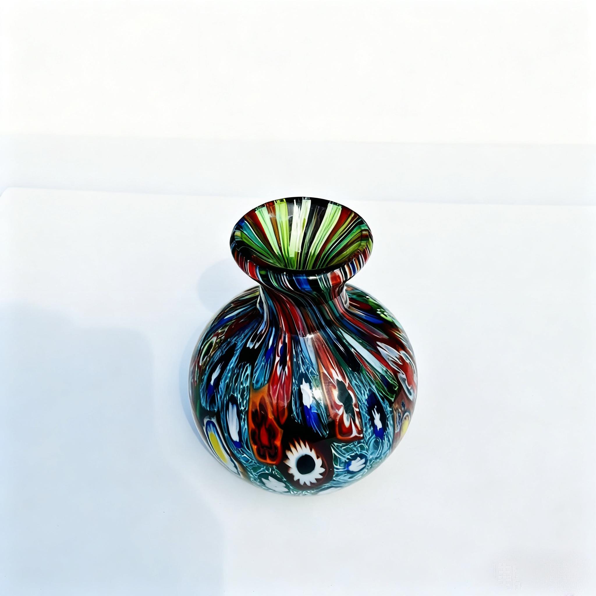 ヴィンテージ ムラーノガラス ミルフィオリ花瓶 | 1980年代イタリア