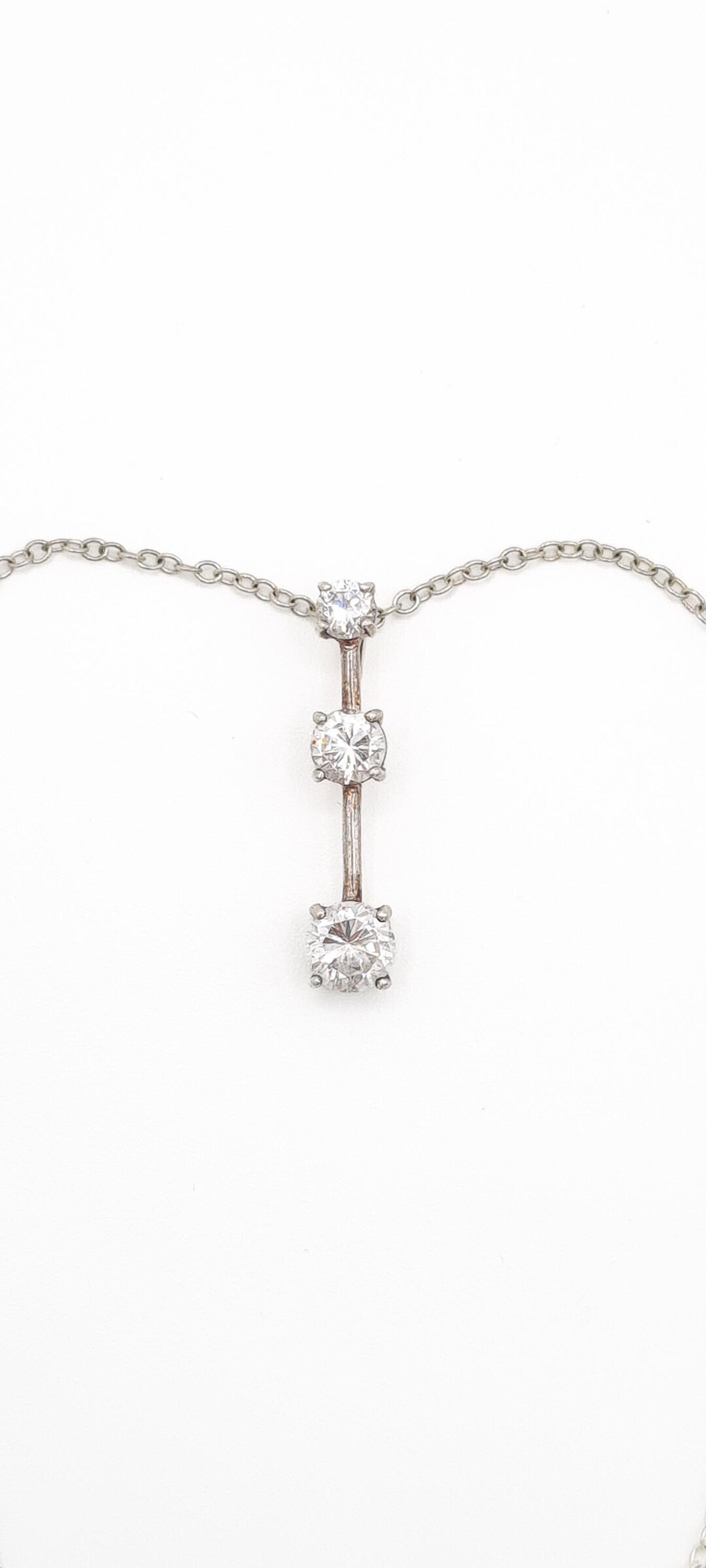 Collier Chaîne En Argent Massif Ancien - Maille Cubique - Bijou Vintage Occasion
