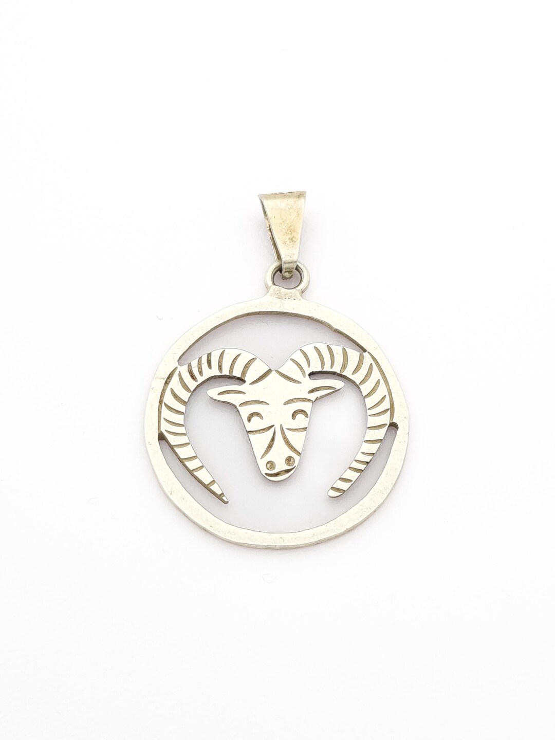 Vintage Silver Ram Pendant, Aries Zodiac Sterling Necklace Charm ...