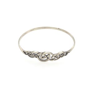 Vintage Celtic Knot Cuff Bracelet, 925-Sterling Silver Scroll Bangle, Signed British Jewelry, Kit-Heath Designer