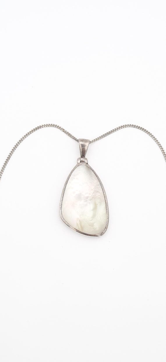 Vintage Sterling Silver Necklace: Mother of Pearl Pendant  Silver and Mother of pearl necklace Vintage main image 0