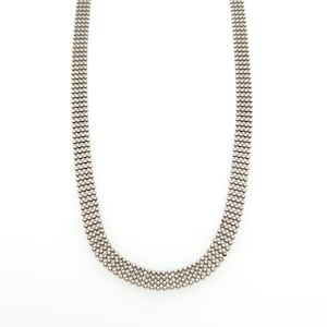 Vintage italienskt silverhalsband med kullänkar, texturerad kedja i 925 sterling silver, fina smycken för kvinnor, presentförpackning