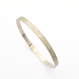 Vintage Sterling Silber Armreif, Graviertes Blumen Sammler Manschettenarmband, Pre-Loved Classic Womens Schmuck Geschenk