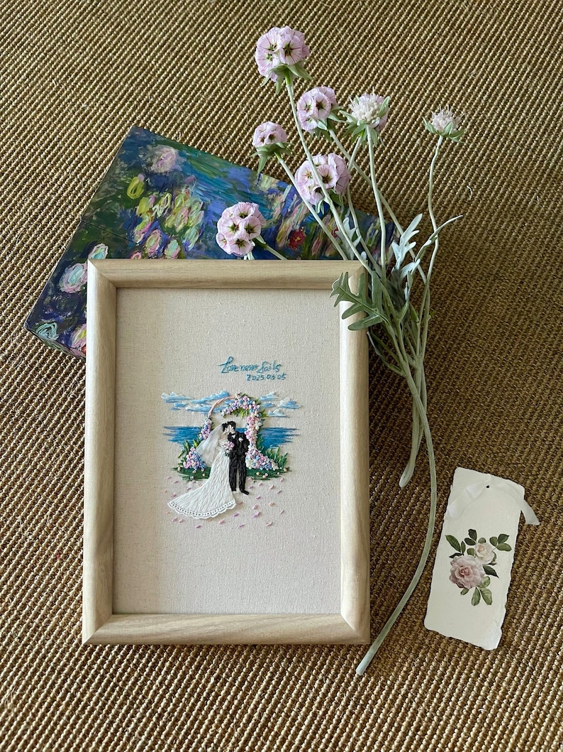 Custom Portrait Embroidery from Photo, Personalized Wedding Anniversary Gifts, Unique Wedding or Birthday Gift, Hand Stitched Keepsake