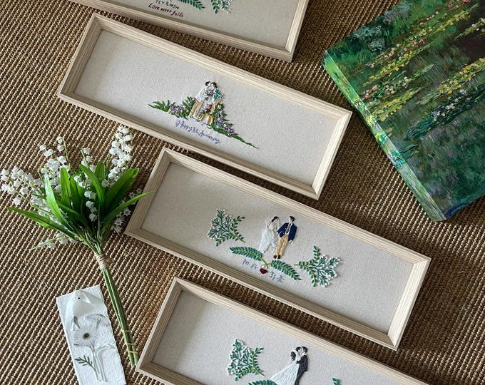 Personalized Wedding Portrait, Wedding Embroidery Photo Decor Painting,Wedding Anniversary Gifts,Unique Wedding Gift for Groom and Bride