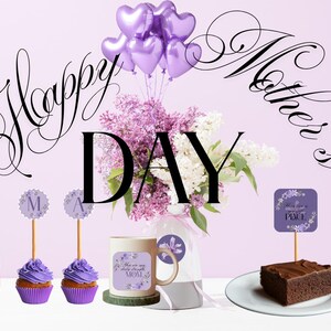 Mother&#39;s Day Printable Bundle, Mother&#39;s Day printable, personalize a breakfast, sticker packaging, downloadable PDF card, Mother&#39;s Day