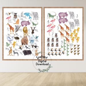 Spanish Education Posters, Alphabetical Animal Print, Montessori Toddler Playroom Decor, Nursery Wall Decorating Prints, Homeschooler Prints
