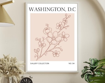 Washington D.C. / Kirschblüte / Minimalistisches Reiseplakat / Kunstdruck / Wanddeko