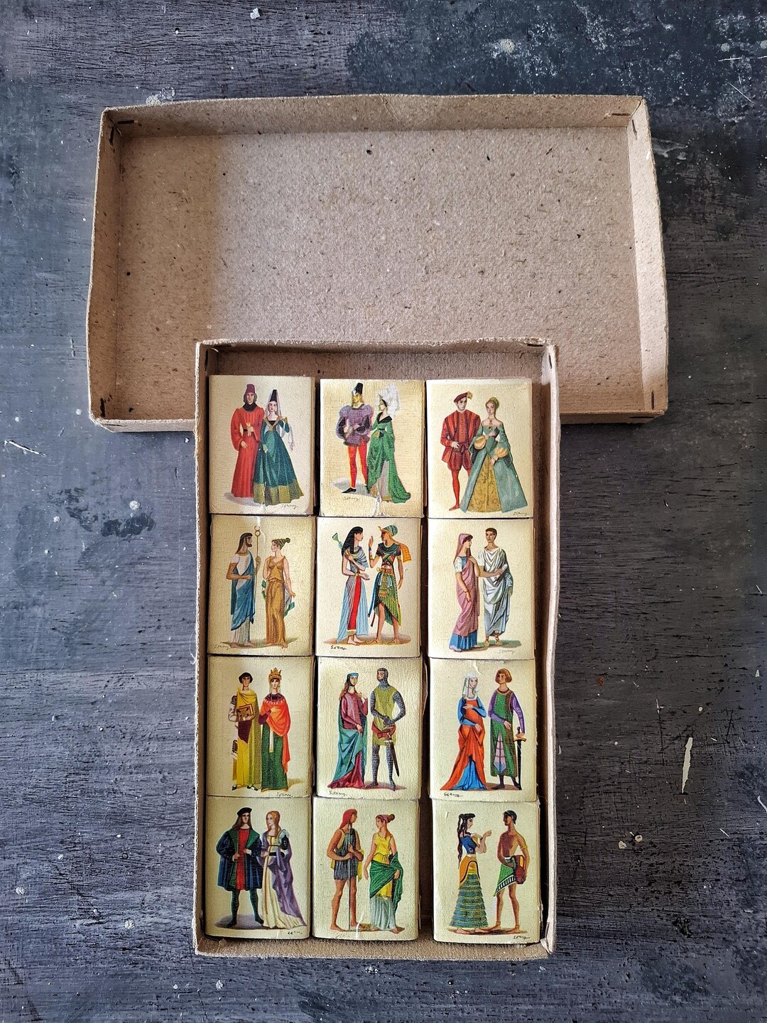 Set of 12 Old Matchboxes From the 1950s With 'dress Stories' Figures ...
