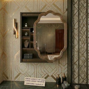 Avelon Arched Sliding Mirror Cabinet Hidden Wall Storage  10 cm Slim Depth