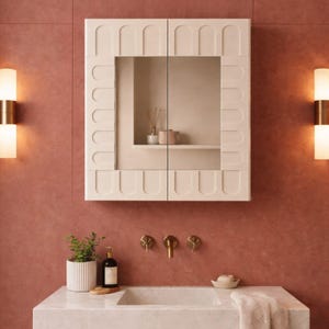 Avelon Arched Sliding Mirror Cabinet Hidden Wall Storage  10 cm Slim Depth