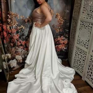 Elegant Ivory Custom Detachable Wedding Dress Skirt, Ivory Bridal Skirt, Additional Train, Removable Satin Bridal Skirt, Bridal Separates