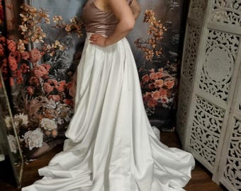 Elegant Ivory Custom Detachable Wedding Dress Skirt, Ivory Bridal Skirt, Additional Train, Removable Satin Bridal Skirt, Bridal Separates