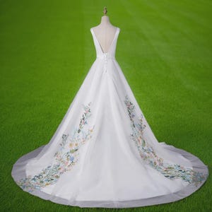 Wedding Dress Wild Flower Lace Custom Bridal Gown Floral Color Wedding Dress Outdoor Wedding Themed Garden Wedding Fairy Tale Destination image 5