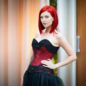Overbust Corset Red Satin Plus Size Corset Victorian Stay Curvy Shaping Corset Gothic Red Waist Trainer Black Lace Fantasycore  Castlecore