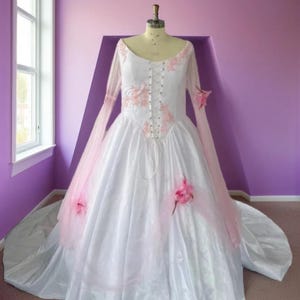 Fairy Wedding Dress Themed Wedding Forest Fairy Corset Bridal Gown Historic Unique Alternative Bride Dress Boho Floral Lace White Custom