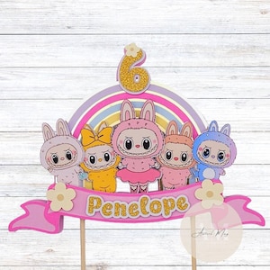 Personalized Labubu Cake Topper: 3D Cardstock Birthday Party Decoration For Cake