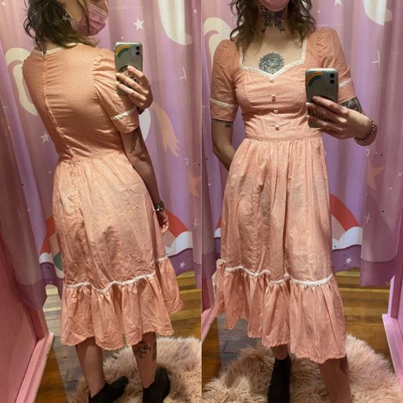 70s vintage PASTEL PRAIRIE GOTH pink dress women’s