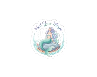 Mermaidcore iridescent mermaid sticker | ocean gradient, shell motif