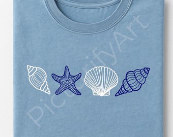 Seashell & Starfish PNG: Beach Vibes Clipart (Digital Download)