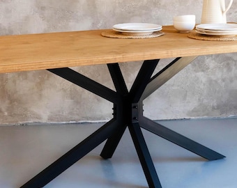 Base de mesa de estrella de metal negro, patas de araña de acero resistente para mesa de comedor, estructura de pedestal industrial moderna.