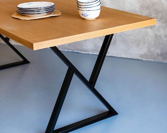 Steel Dining Table Legs (Set Of 2) X-Shape, Modern Metal Table Legs, Handmade Dining Legs, Steel Legs For Table, Industrial Table Base