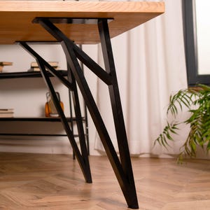 Angled Metal Table Legs, Black Triangular Steel A-Frame Base for Dining Table or Office Desk | Set of 4 Legs