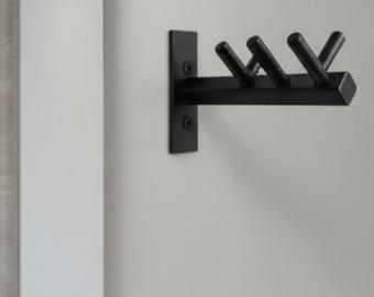 Schwarz Metall Badezimmer Hakenleiste, wasserdicht Handtuch & Robe Kleiderbügel, an der Wand montiert Bad Organizer