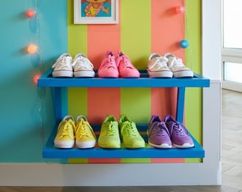 Metal Blue Floating Wall Shoe Shelf