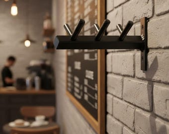 Black Metal Wall Coat Rack - Modern Industrial Steel Hooks