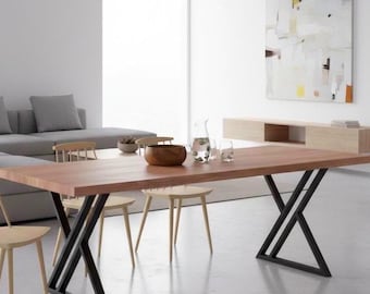 X Frame Table Legs for Dining Table, Black Steel Base for Custom Wood Table