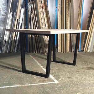 Trapezoid Metal Table Legs,  Industrial Steel Base for Dining Table, Heavy Duty Black Furniture Frame
