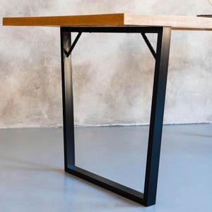 Patas de mesa de acero negro, base rectangular moderna para mesa de comedor, escritorio o banco, estilo industrial resistente.