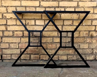 Patas de metal para mesa y banco, estructura en X industrial negra, patas de acero resistentes para muebles y base de mesa para comedor u oficina.