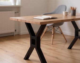 Patas de mesa de metal industriales en forma de X, base de acero resistente para mesa de comedor y escritorio.
