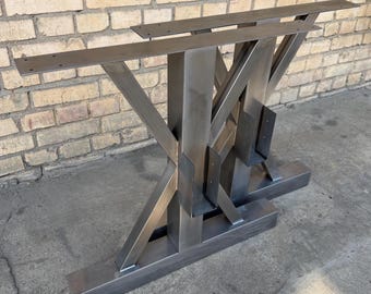 Base per tavolo in acciaio con fessura di supporto per trave, gambe per mobili resistenti per tavoli in legno massello e in stile rustico