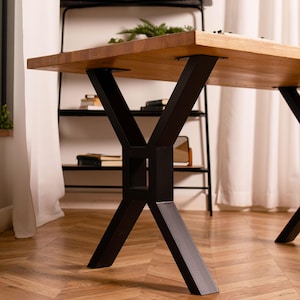 Metal Dining Room Table Legs, Farm House Table Legs For Butcher Block, Modern Metal Table Base XZ-Shape Table Legs, Industrial Legs