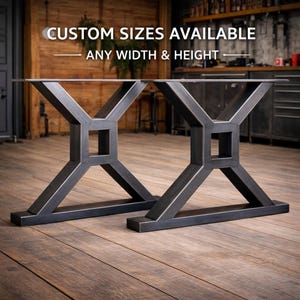 Custom Metal Table Legs, Heavy Duty X Frame  Powder Coated Industrial Steel Table Base