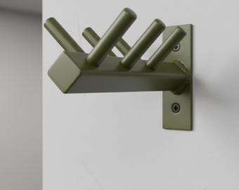 Industrial Steel Wall Hooks, Olive Green Coat Rack